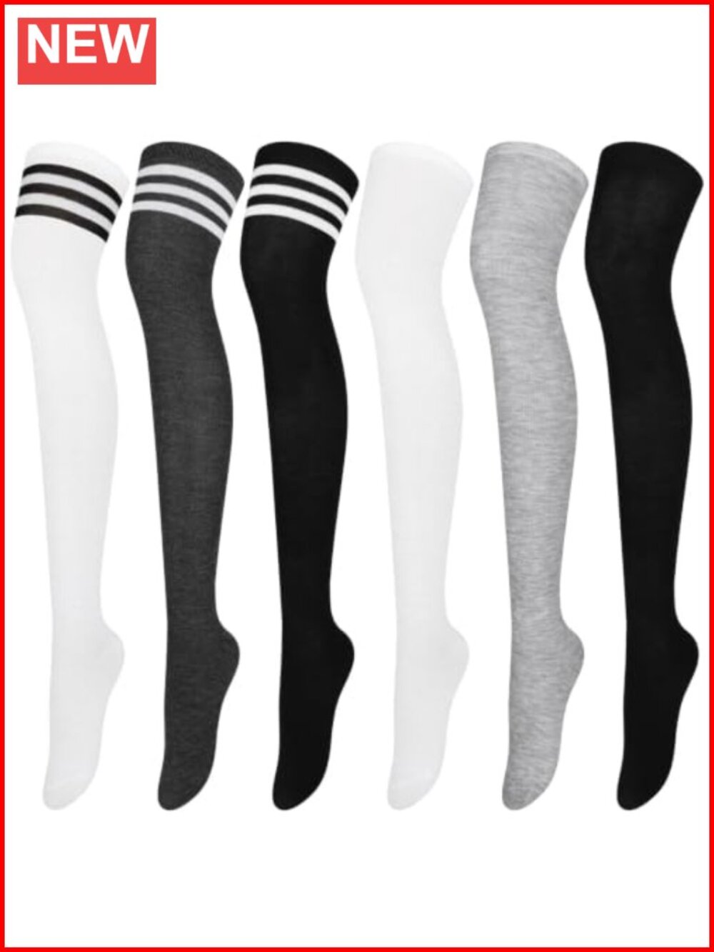 Over Knee Thigh High Socks 6 Pairs Knee-High Stocking Boot Leg Warmer Cosplay